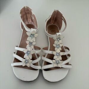 SO • White Glitter Flower Kids Sandals